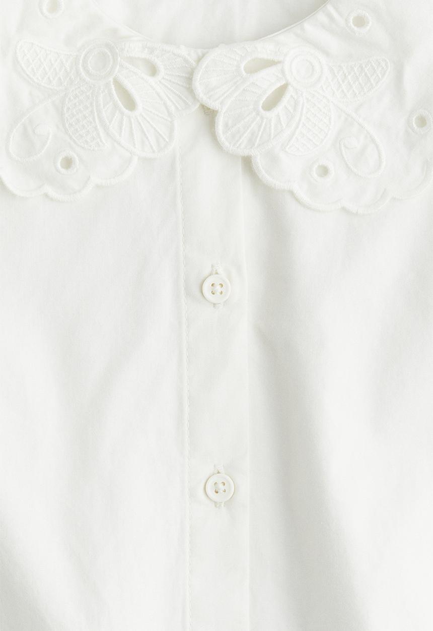 H&M - Embroidered peter pan-collared blouse - white