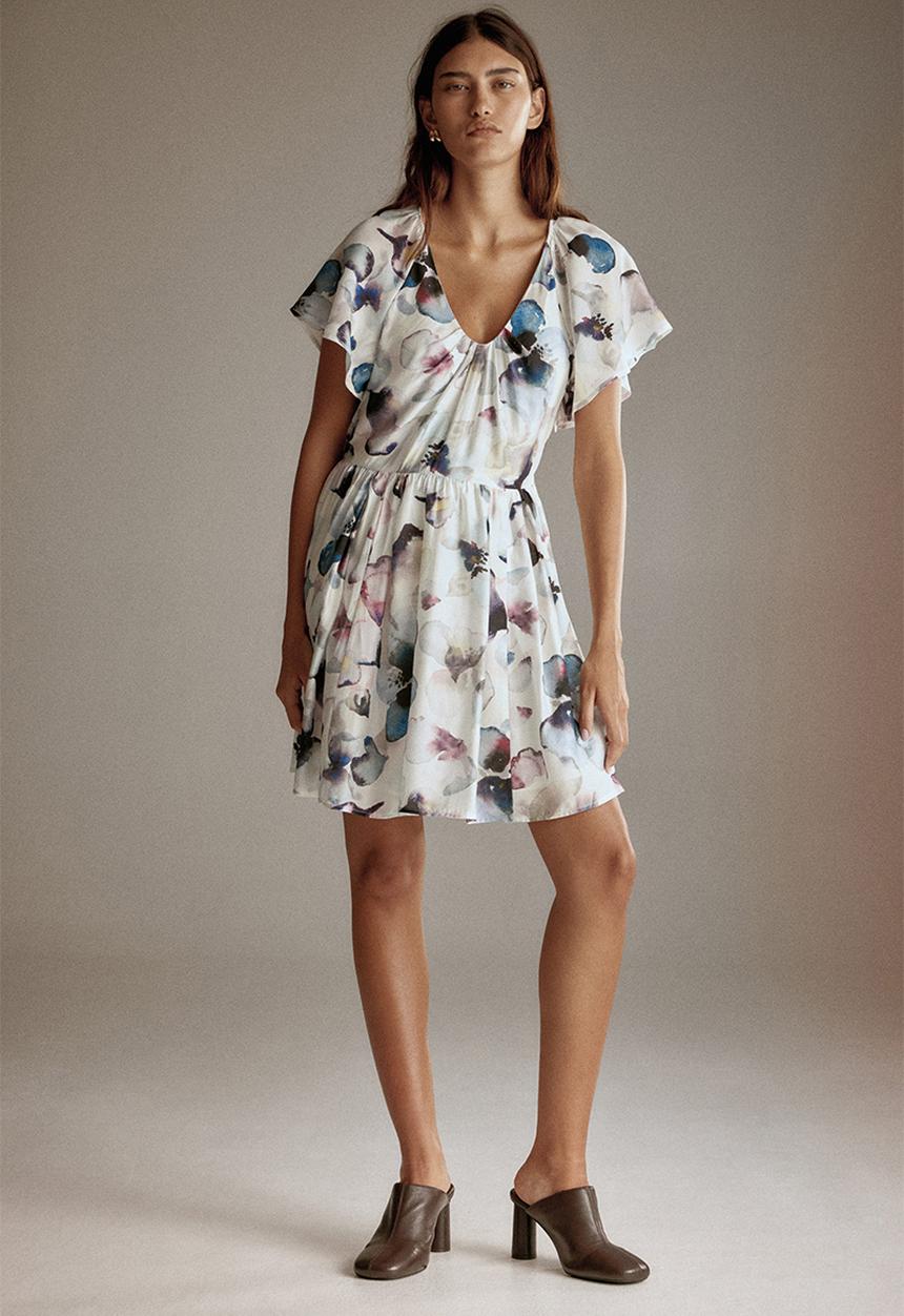 H&M - Flared-skirt dress - white/floral