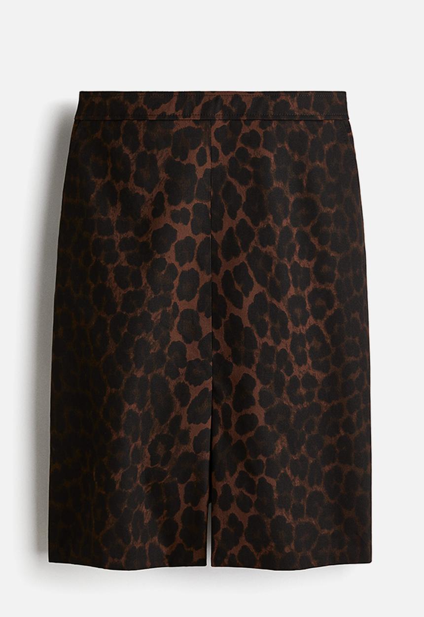 H&M - Pencil skirt - brown/leopard print