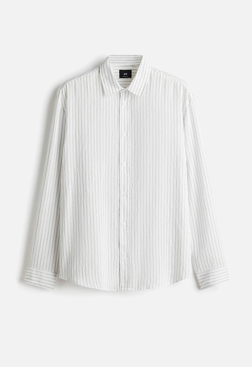 H&M - Relaxed fit shirt - white/striped