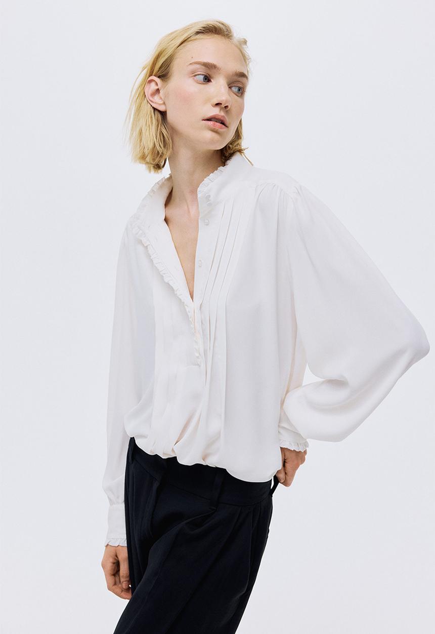 H&M - Frill-trimmed blouse - cream
