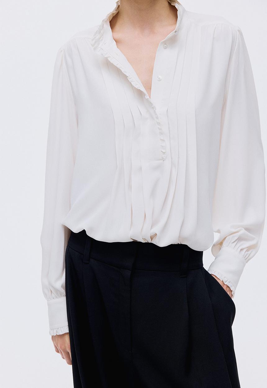 H&M - Frill-trimmed blouse - cream