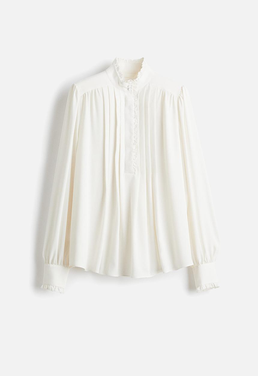 H&M - Frill-trimmed blouse - cream