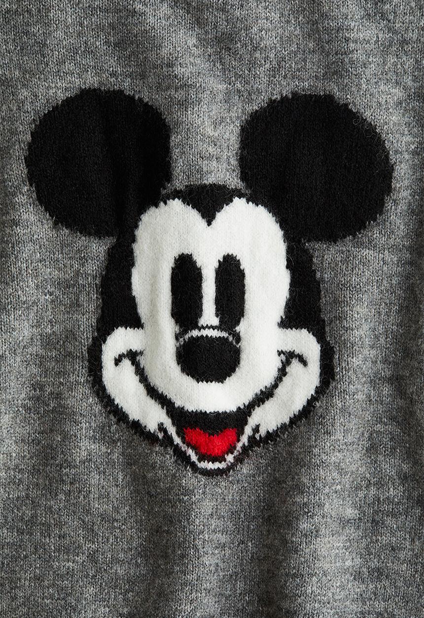 H&M - Jacquard-knit jumper - grey marl/mickey mouse