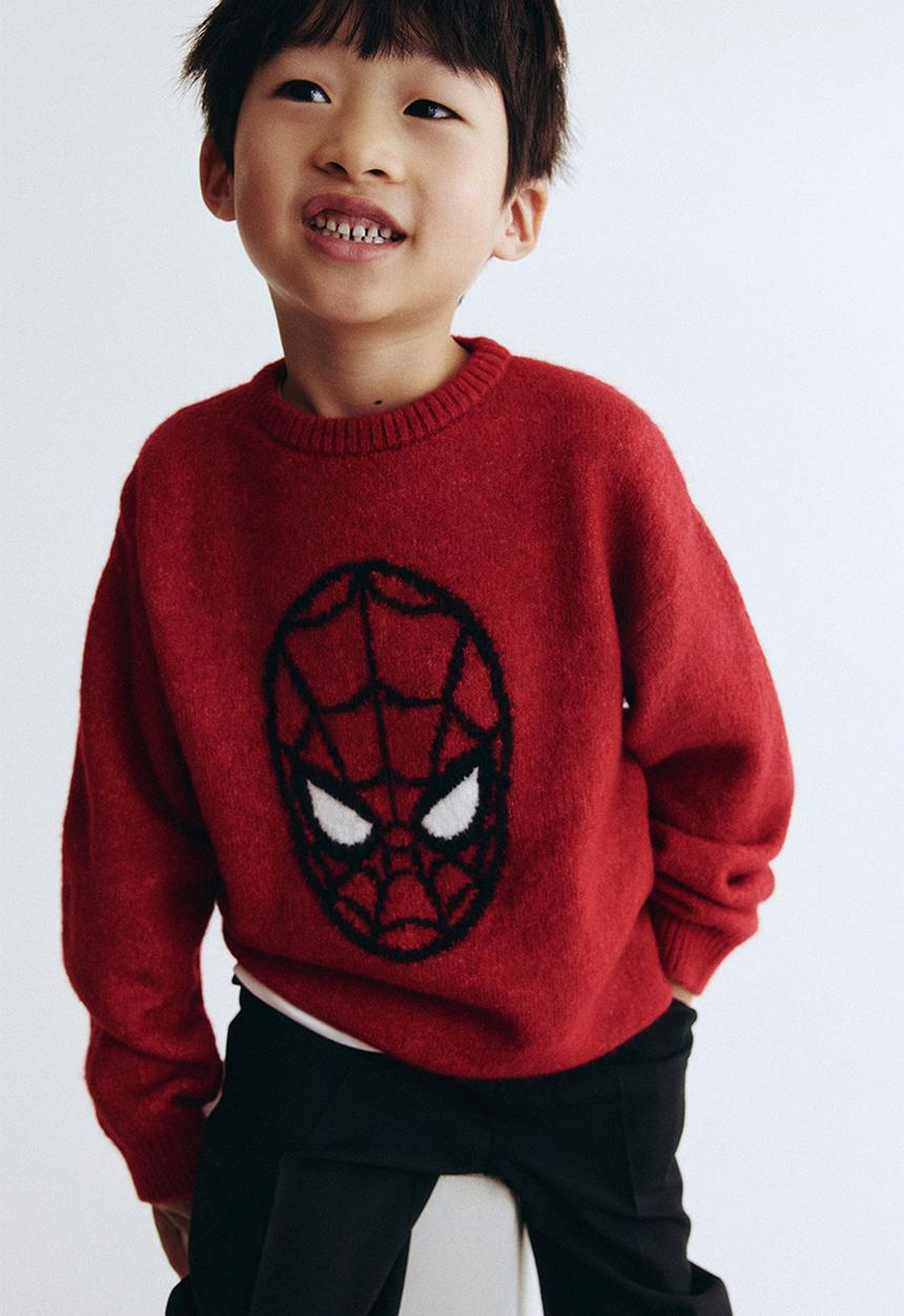 H&M - Jacquard-knit jumper - red/spider-man