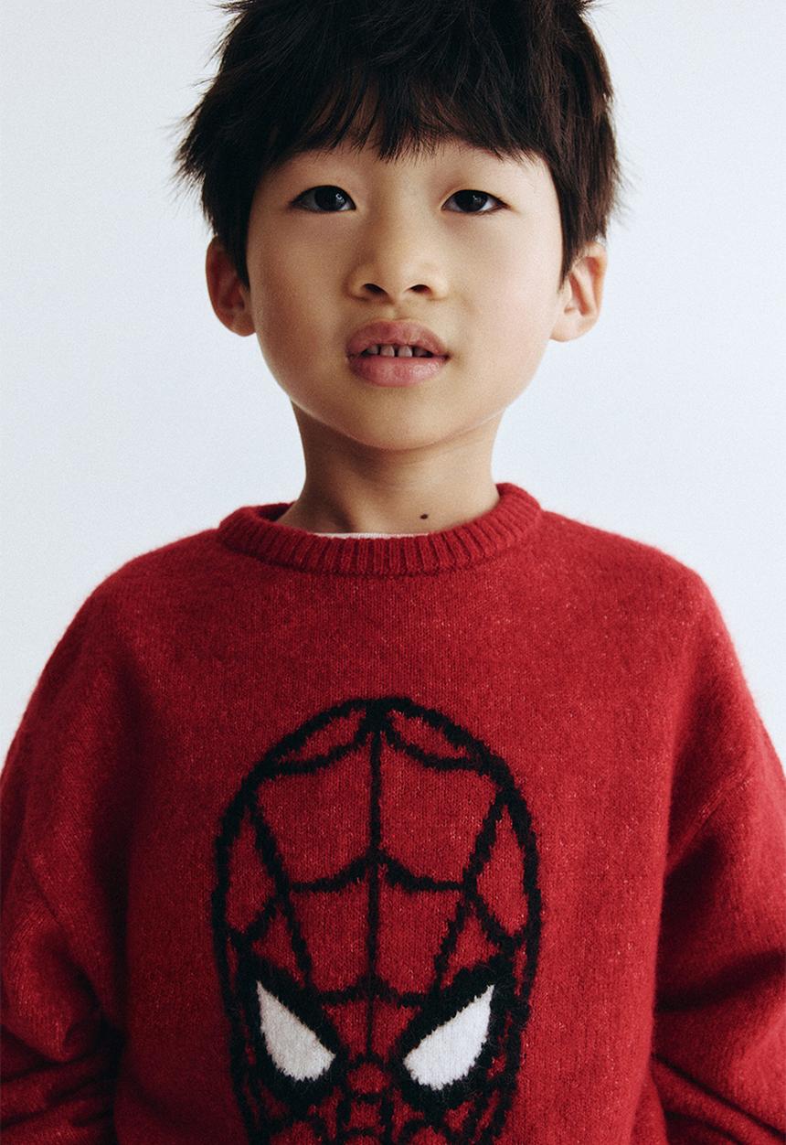 H&M - Jacquard-knit jumper - red/spider-man
