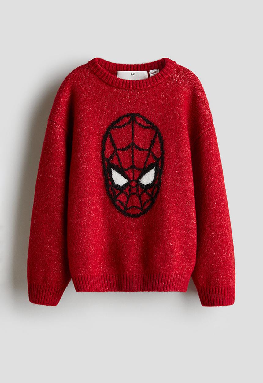 H&M - Jacquard-knit jumper - red/spider-man