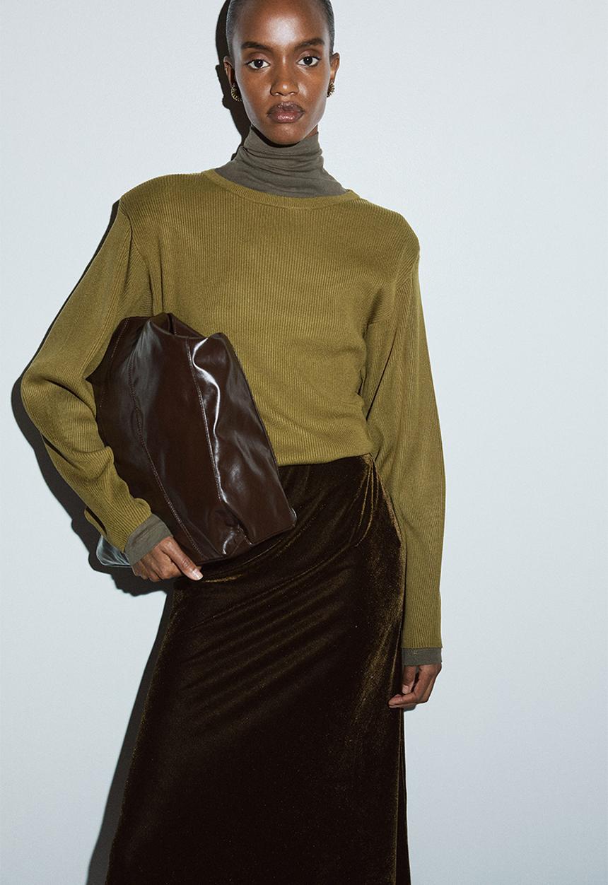 Velour skirt - dark green - 1313527001