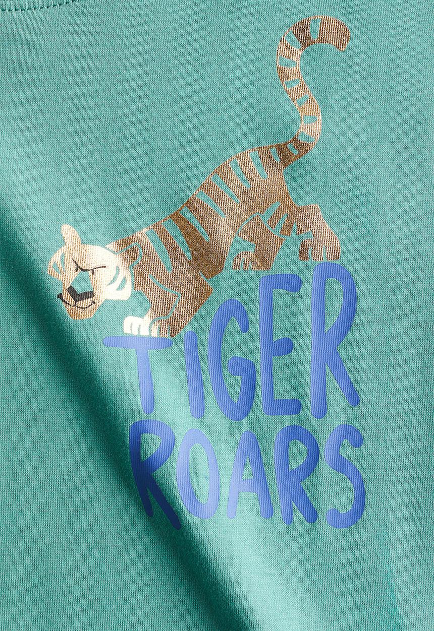 H&M - Loose-fit printed t-shirt - green/tiger