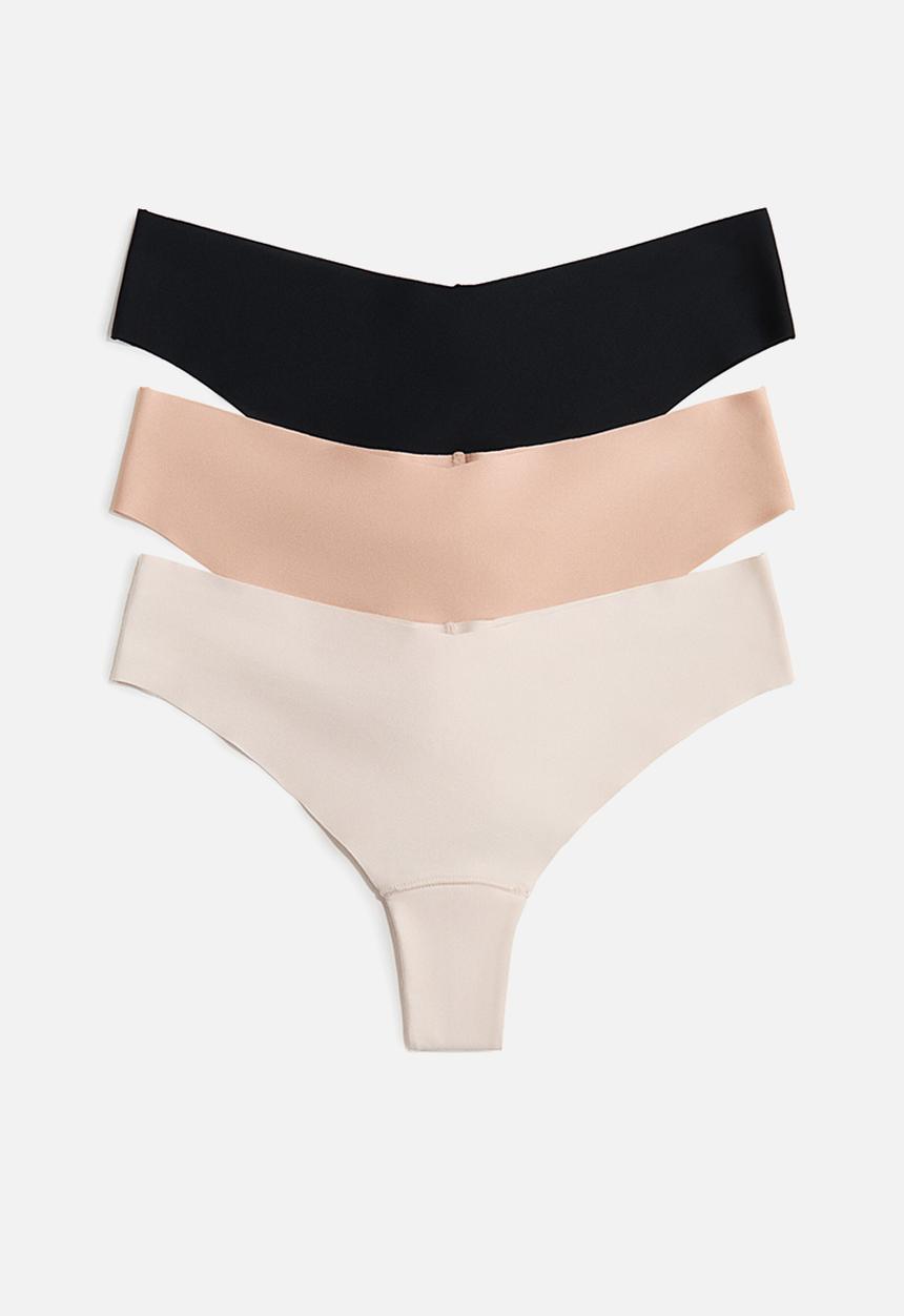 H&M - 3-Pack microfibre brazilian briefs - light beige/beige/black