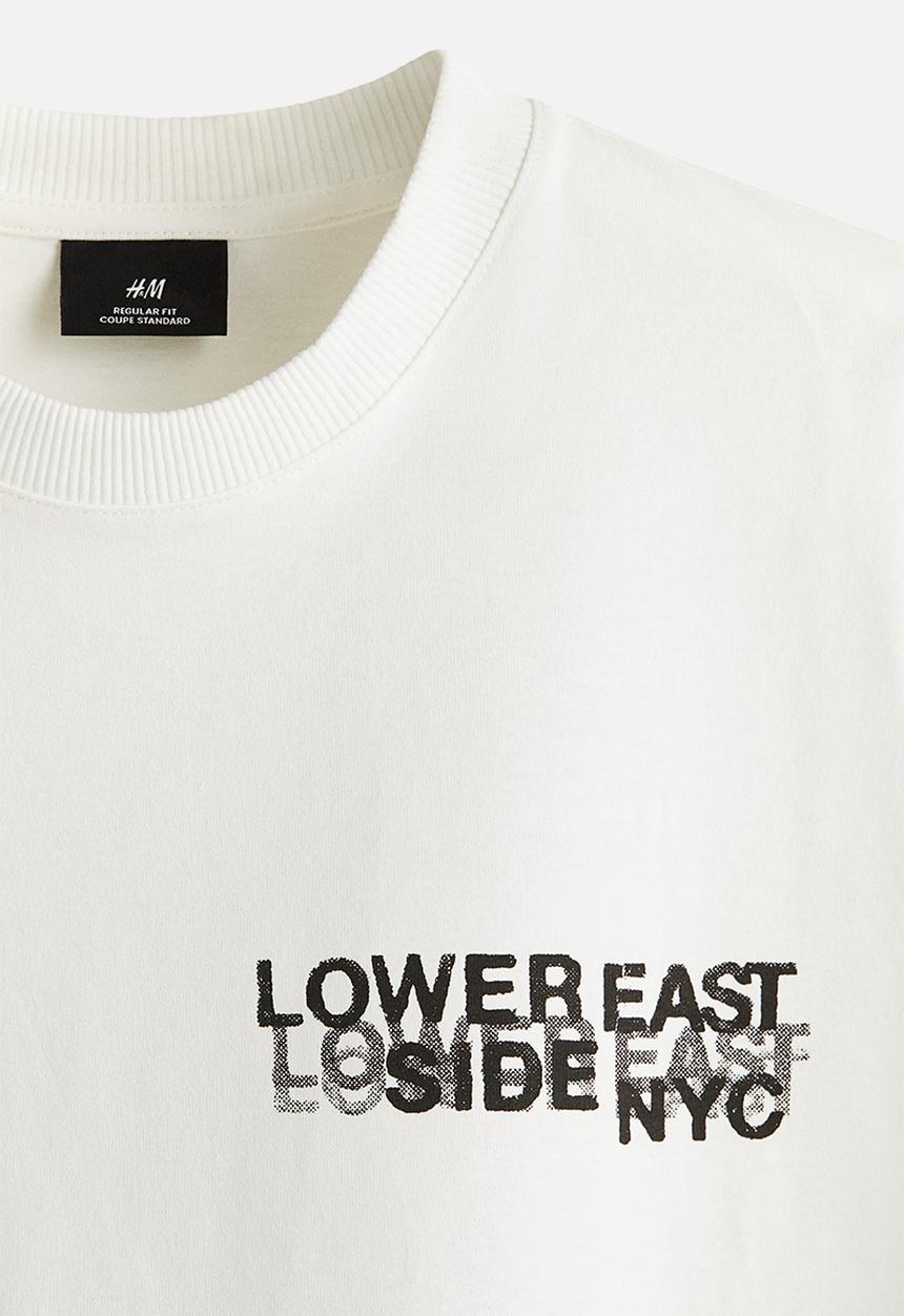 H&M - Regular fit printed cotton t-shirt - white/lower east side