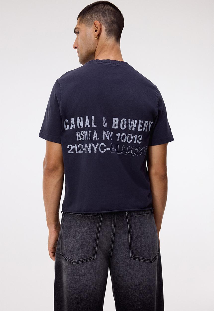 H&M - Regular fit printed cotton t-shirt - dark grey/canal & bowery