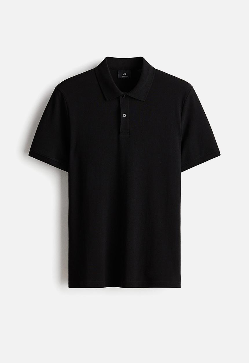 H&M - Regular fit pique polo shirt - black