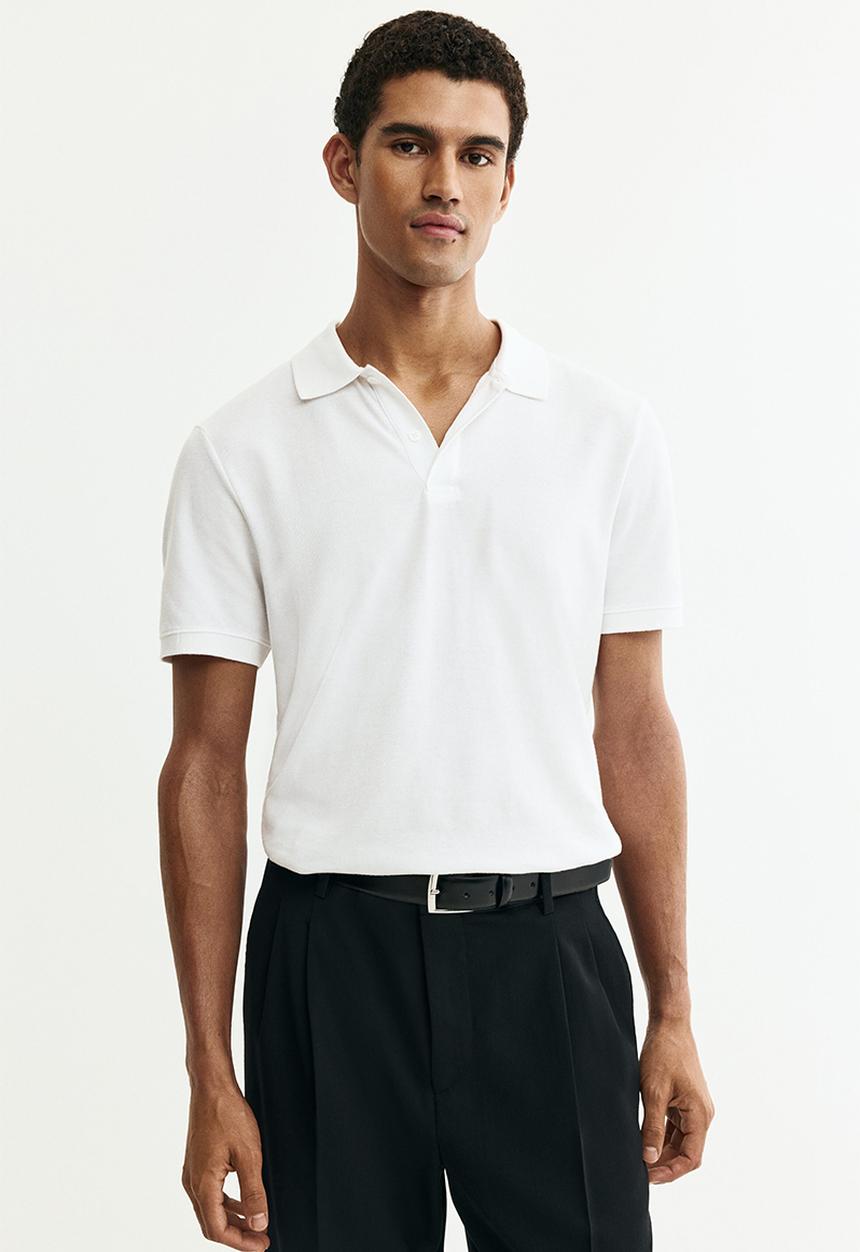 H&M - Regular fit pique polo shirt - white