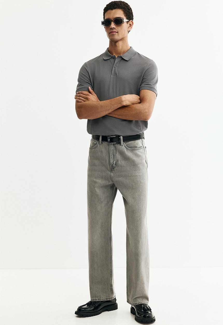 H&M - Regular fit pique polo shirt - grey
