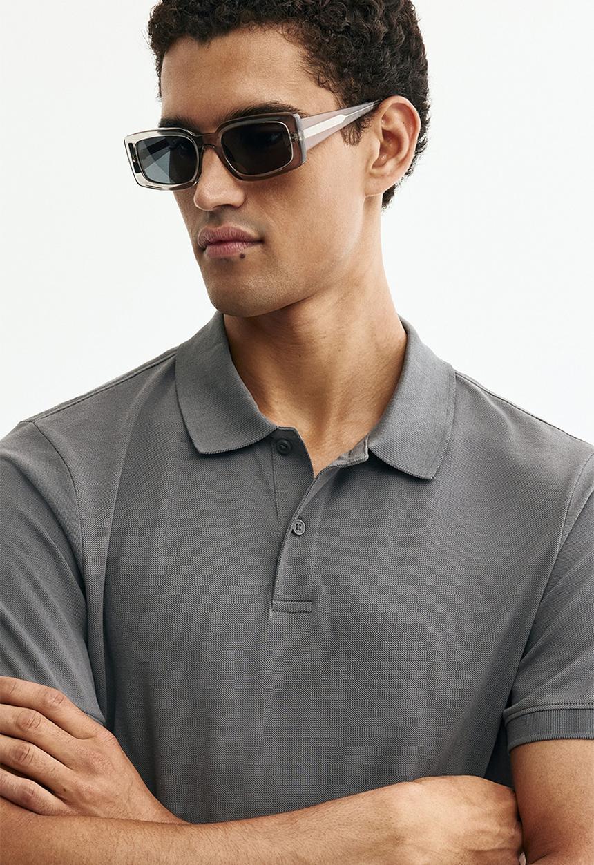 H&M - Regular fit pique polo shirt - grey