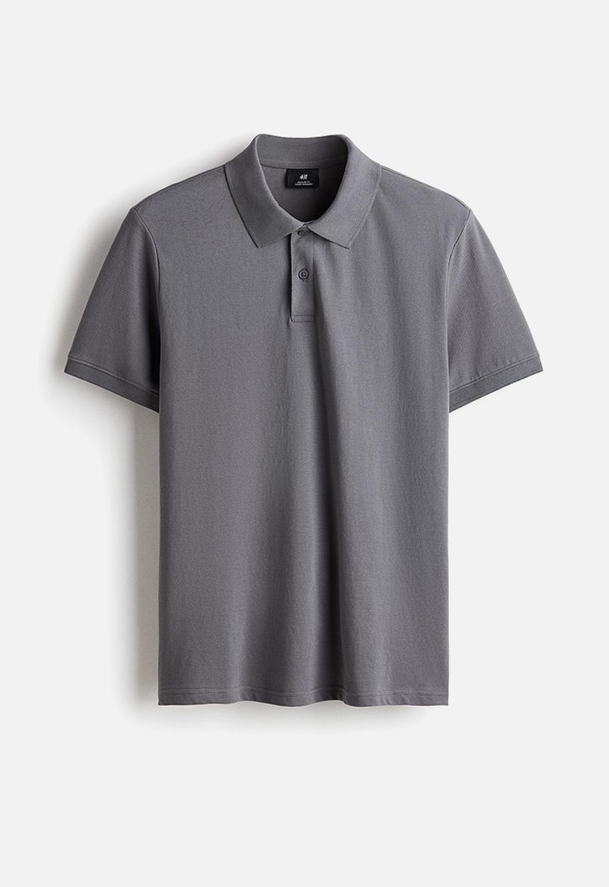 H&M - Regular fit pique polo shirt - grey
