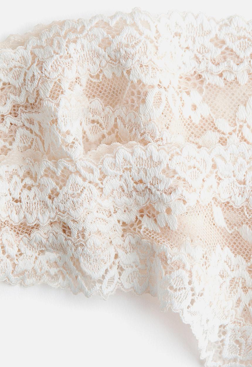 H&M - 2-Pack lace thong briefs - light beige/white