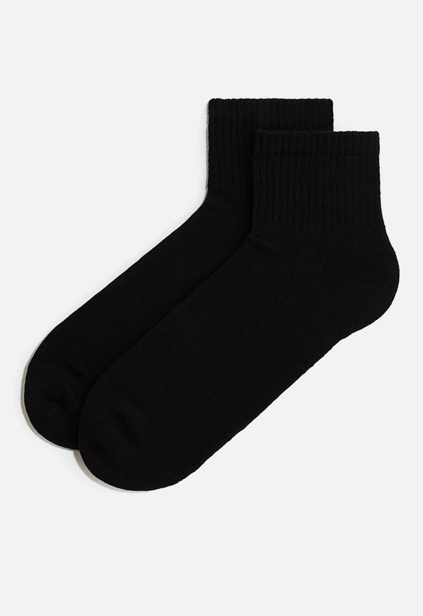 H&M - 5-pack short socks with lycra - black