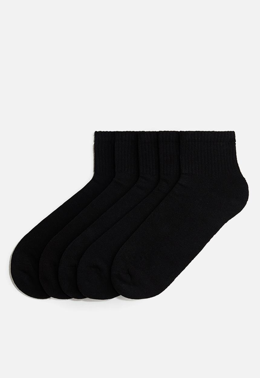 H&M - 5-pack short socks with lycra - black