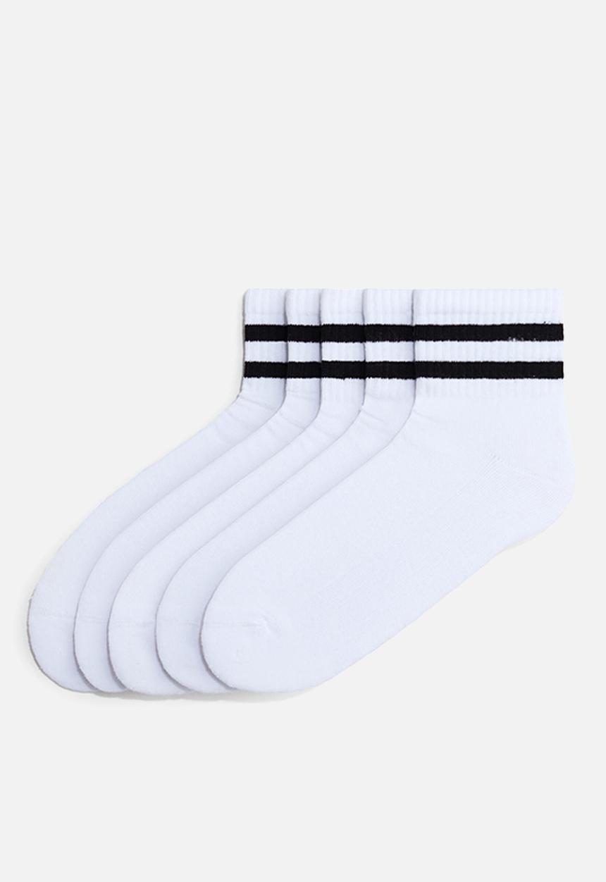 H&M - 5-pack socks with lycra - white/striped
