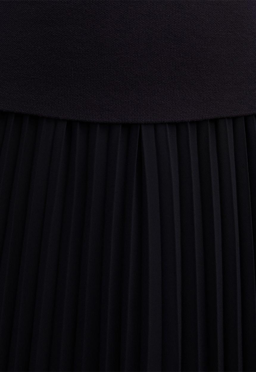 Forever New - Lorelei woven mixed midi dress in navy