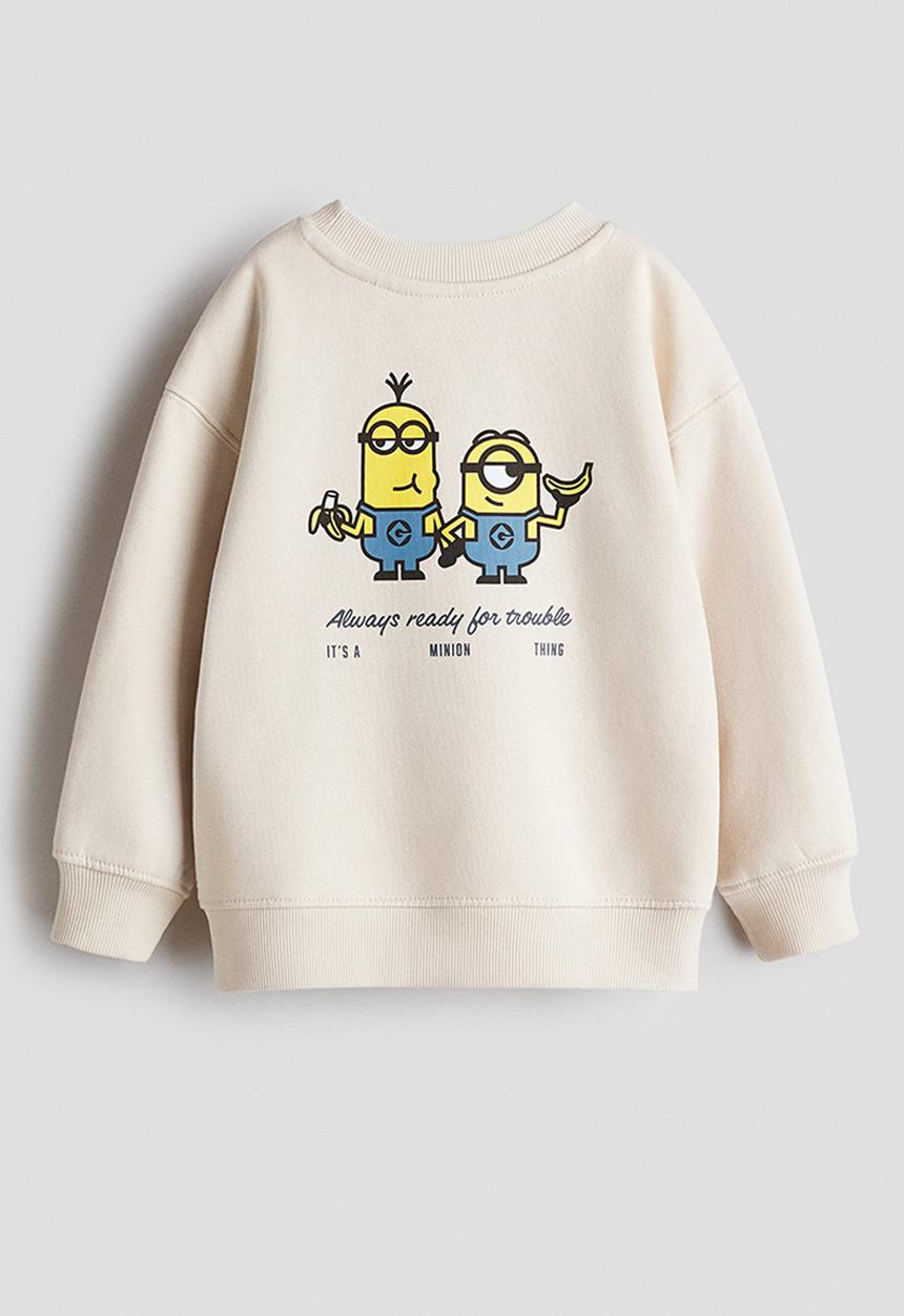 H&M - 2-piece printed sweatshirt set - light beige/minions