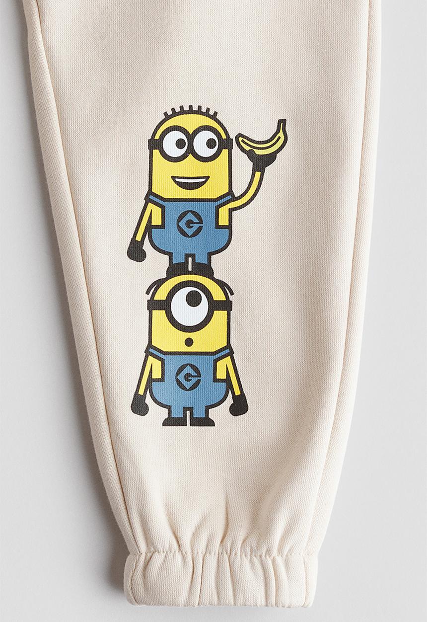 H&M - 2-piece printed sweatshirt set - light beige/minions