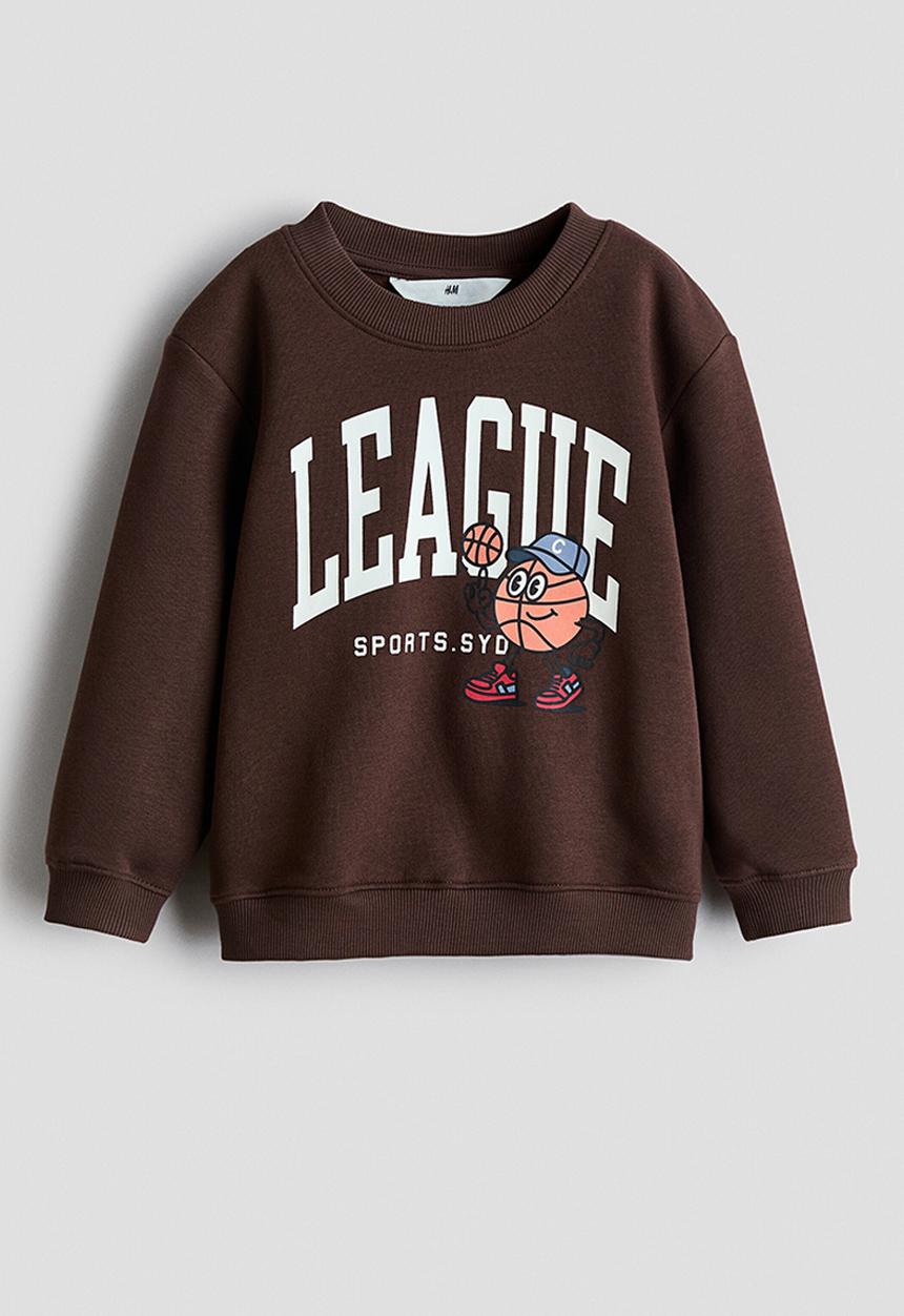 H&M - Printed brushed-inside sweatshirt - dark brown/league