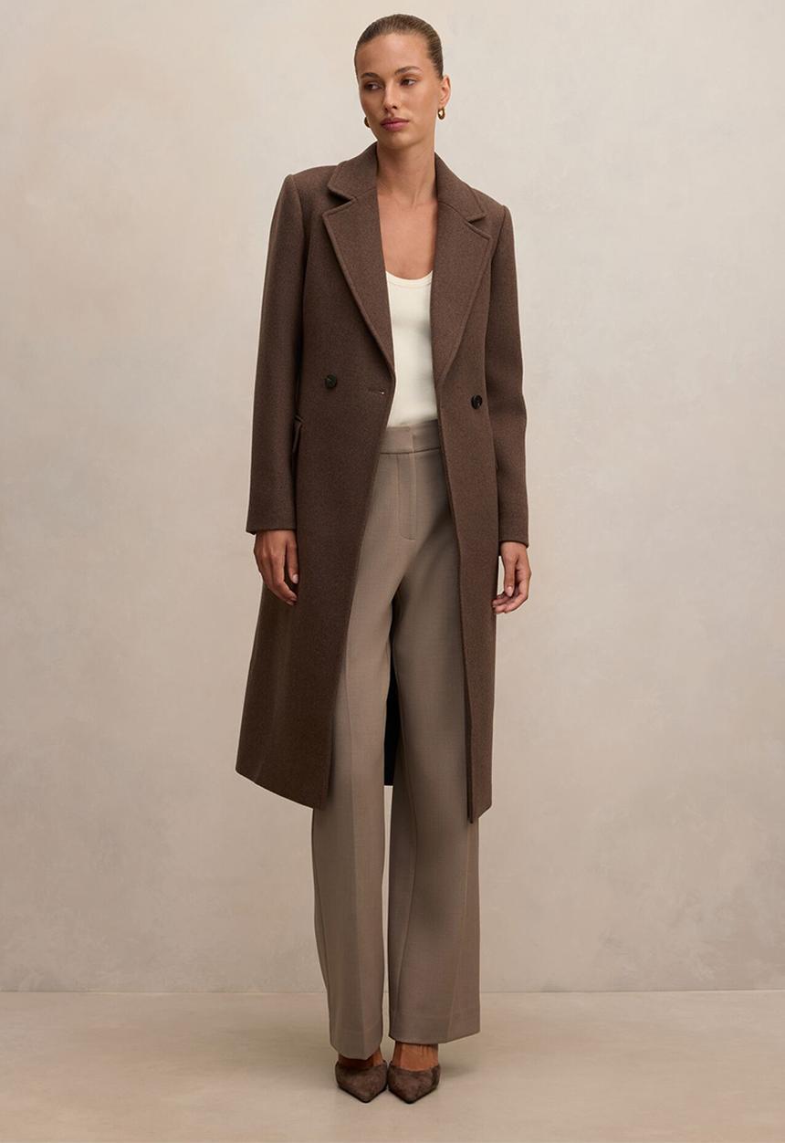 Forever New - Aydee Double Breasted Coat In Mid Brown