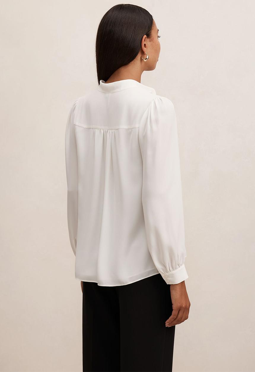 Forever New - Poppy lace trim blouse in porcelain