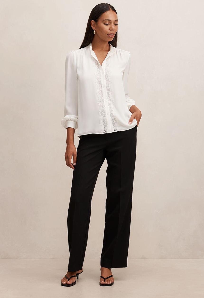 Forever New - Poppy lace trim blouse in porcelain