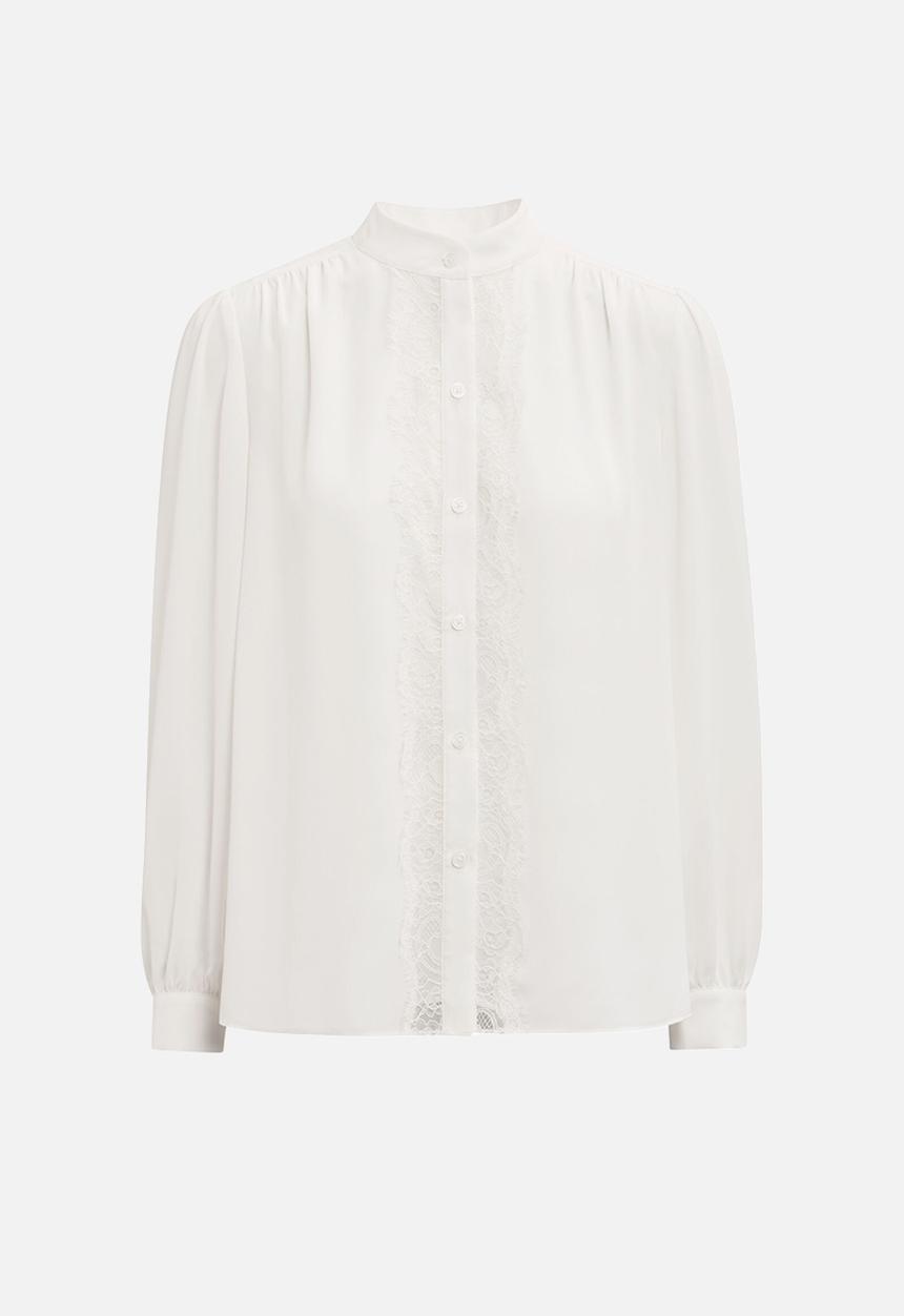 Forever New - Poppy lace trim blouse in porcelain
