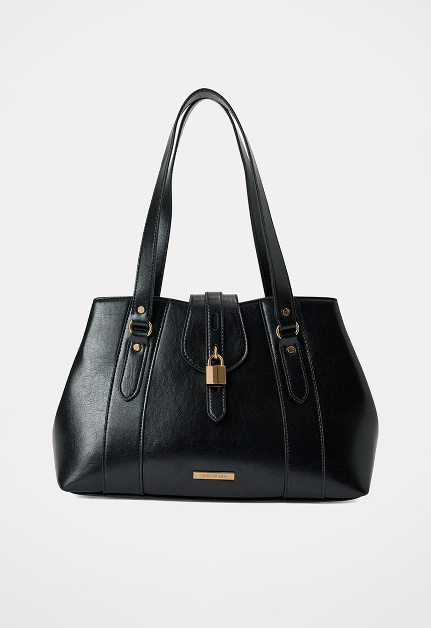 Forever New - Riley Retro Lock Tote Bag In Black