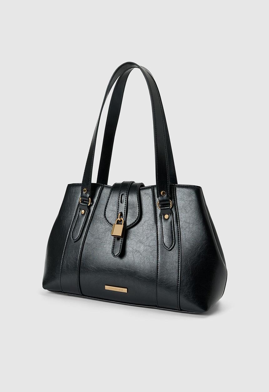Forever New - Riley Retro Lock Tote Bag In Black