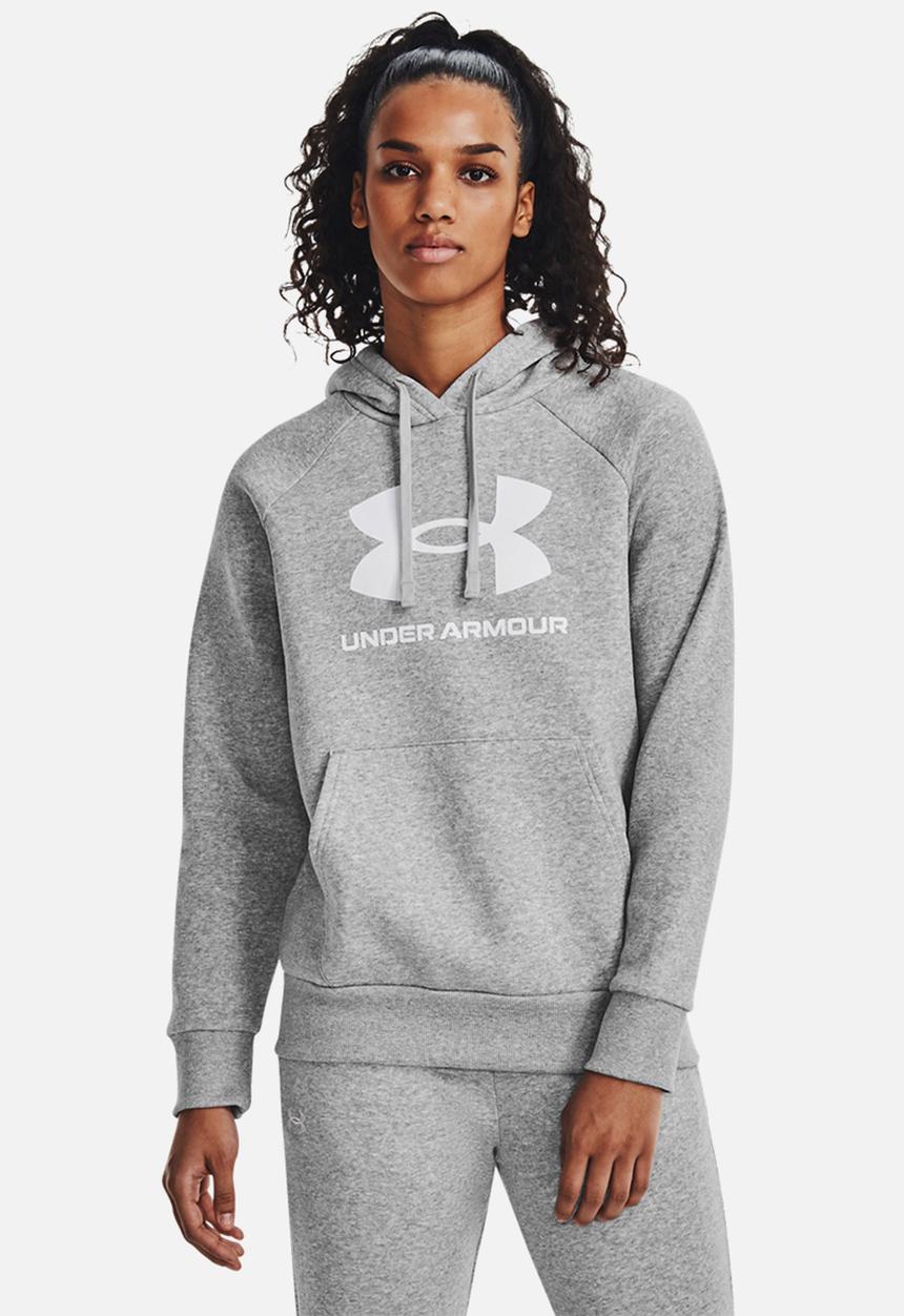 Under Armour - UA Rival Fleece Big Logo HD - Mod Gray Light Heather/White