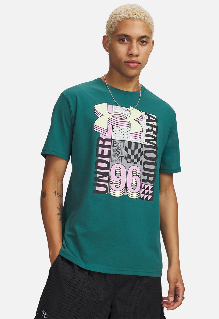 Under Armour - UA M LOGO COLLAGE SHORT SLEEVE - Rack Green/Fade Green
