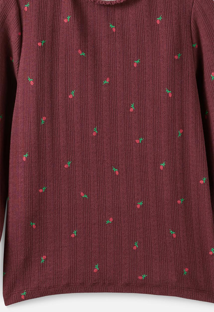 Cotton On - Jade Crew - Bordeaux/Ditsy