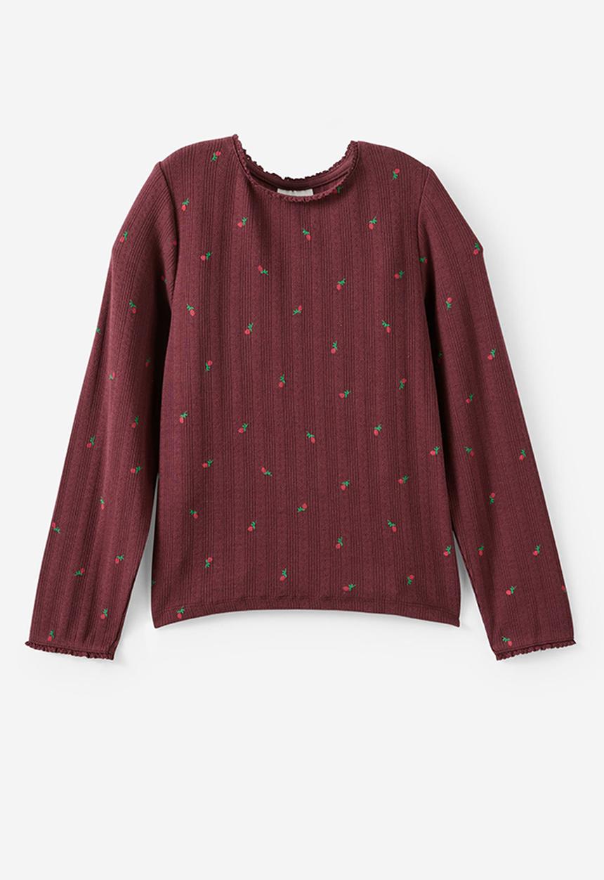 Cotton On - Jade Crew - Bordeaux/Ditsy