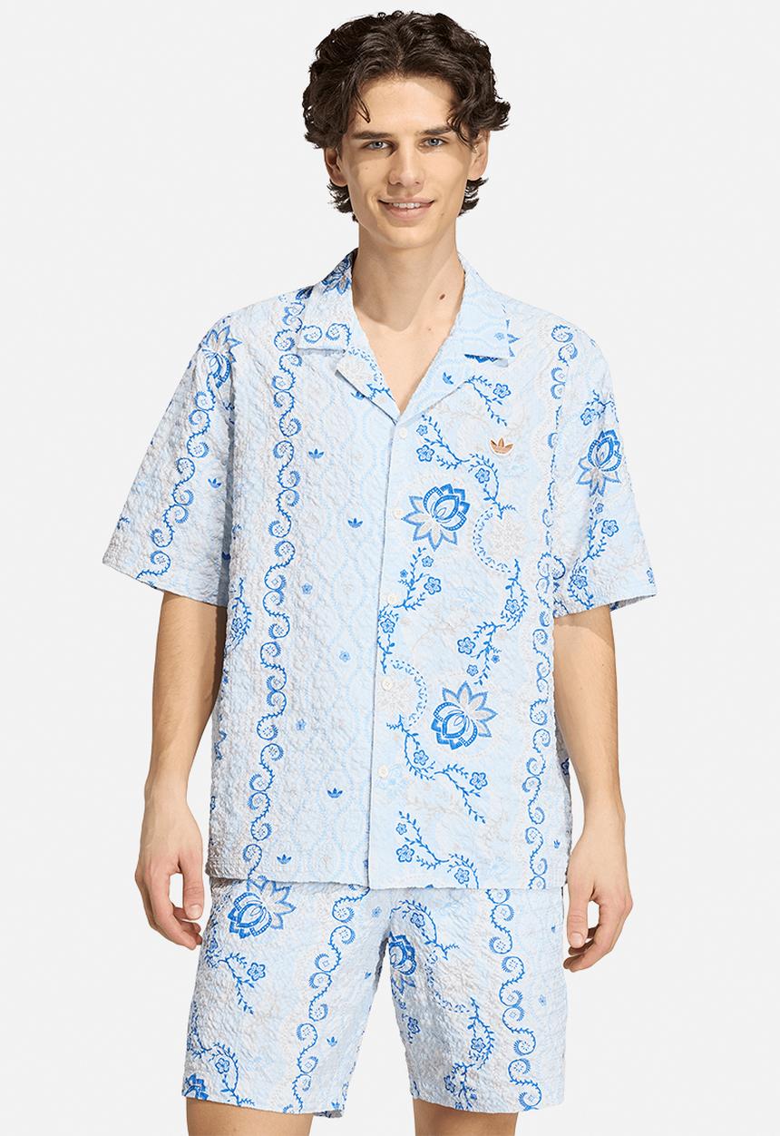 adidas Originals - Printed Seersucker Resort Shirt - Blue