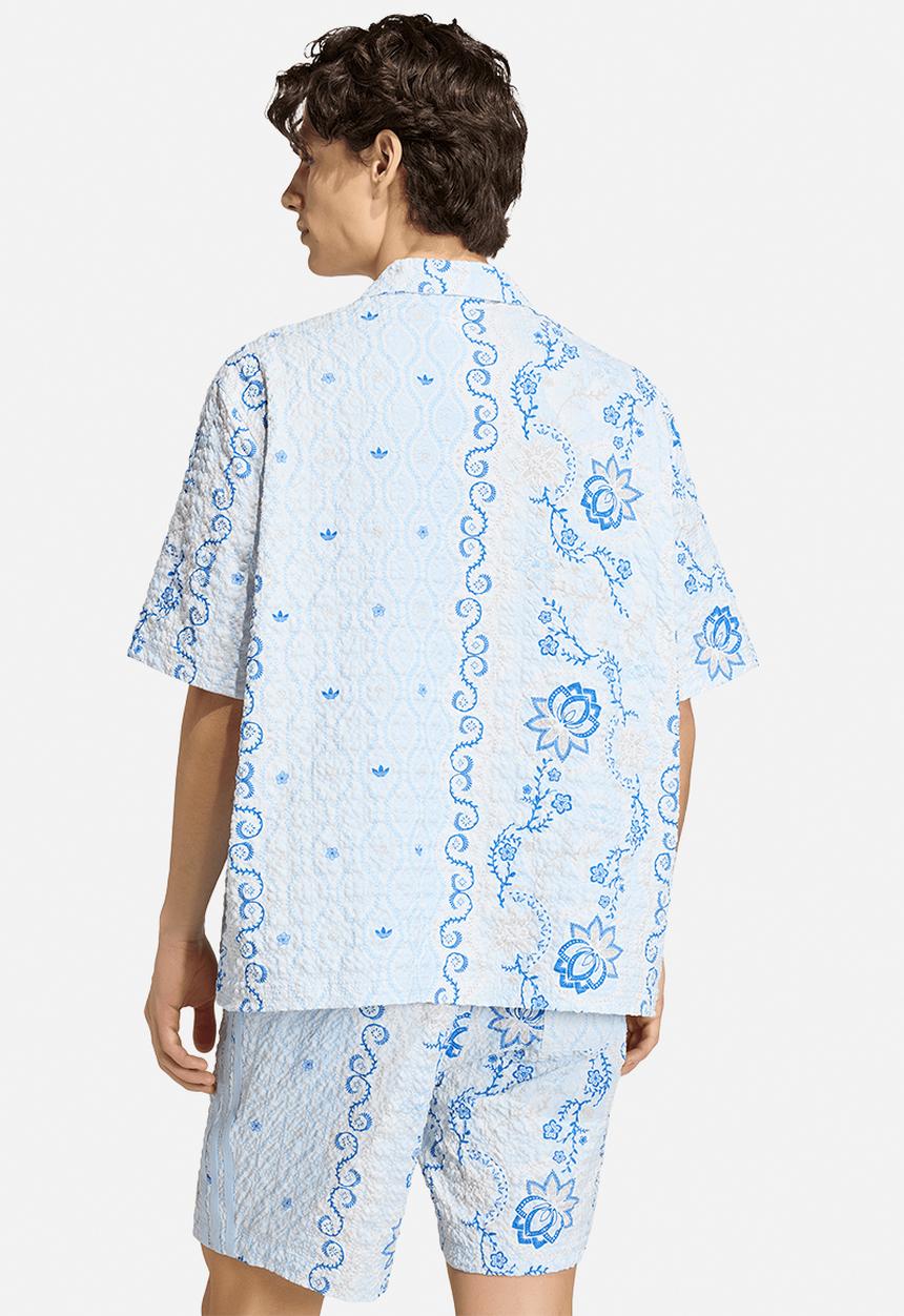adidas Originals - Printed Seersucker Resort Shirt - Blue