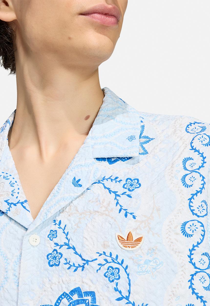 adidas Originals - Printed Seersucker Resort Shirt - Blue