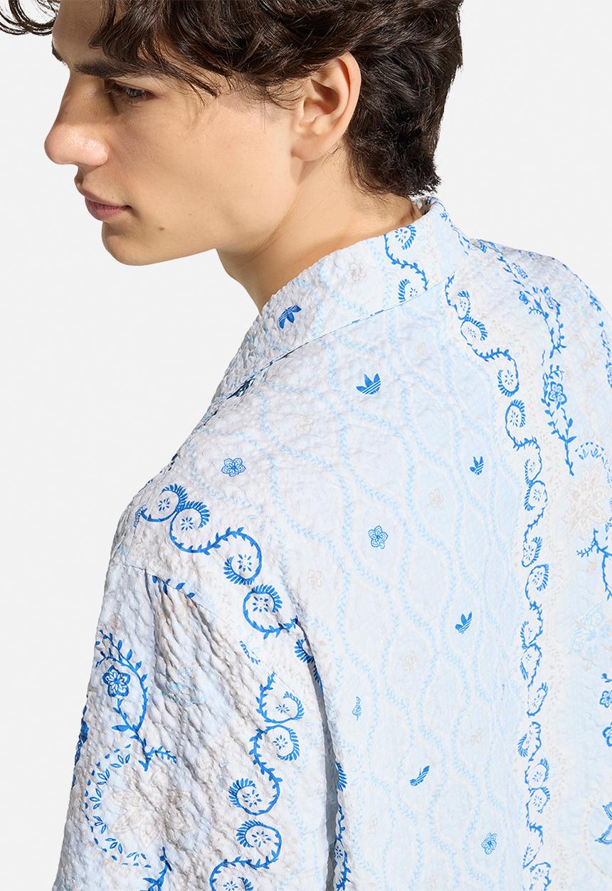 adidas Originals - Printed Seersucker Resort Shirt - Blue