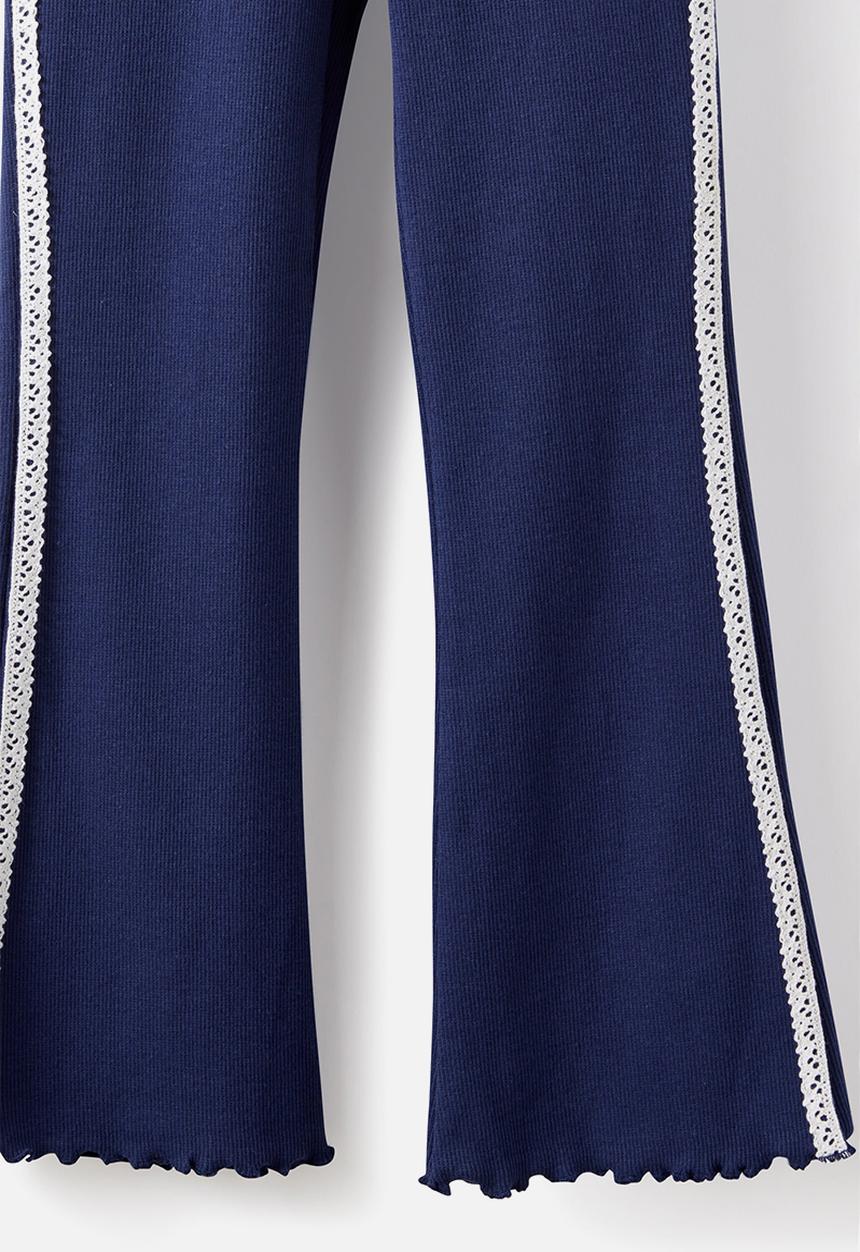 Cotton On - Francine Flare Pant - Denim Navy/Lace Trim