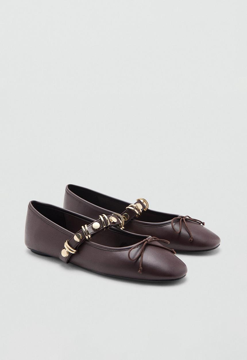 MANGO - Ringing mary-jane pump - dark red