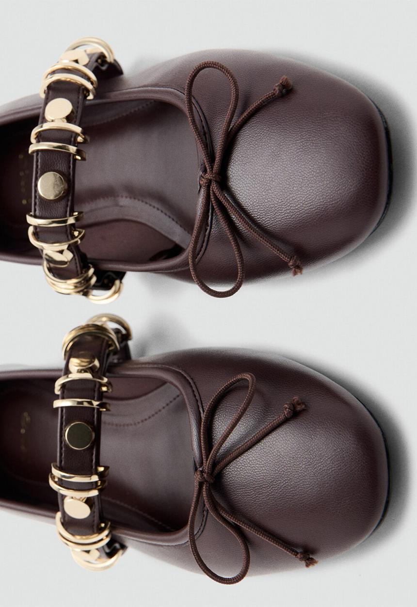 MANGO - Ringing mary-jane pump - dark red
