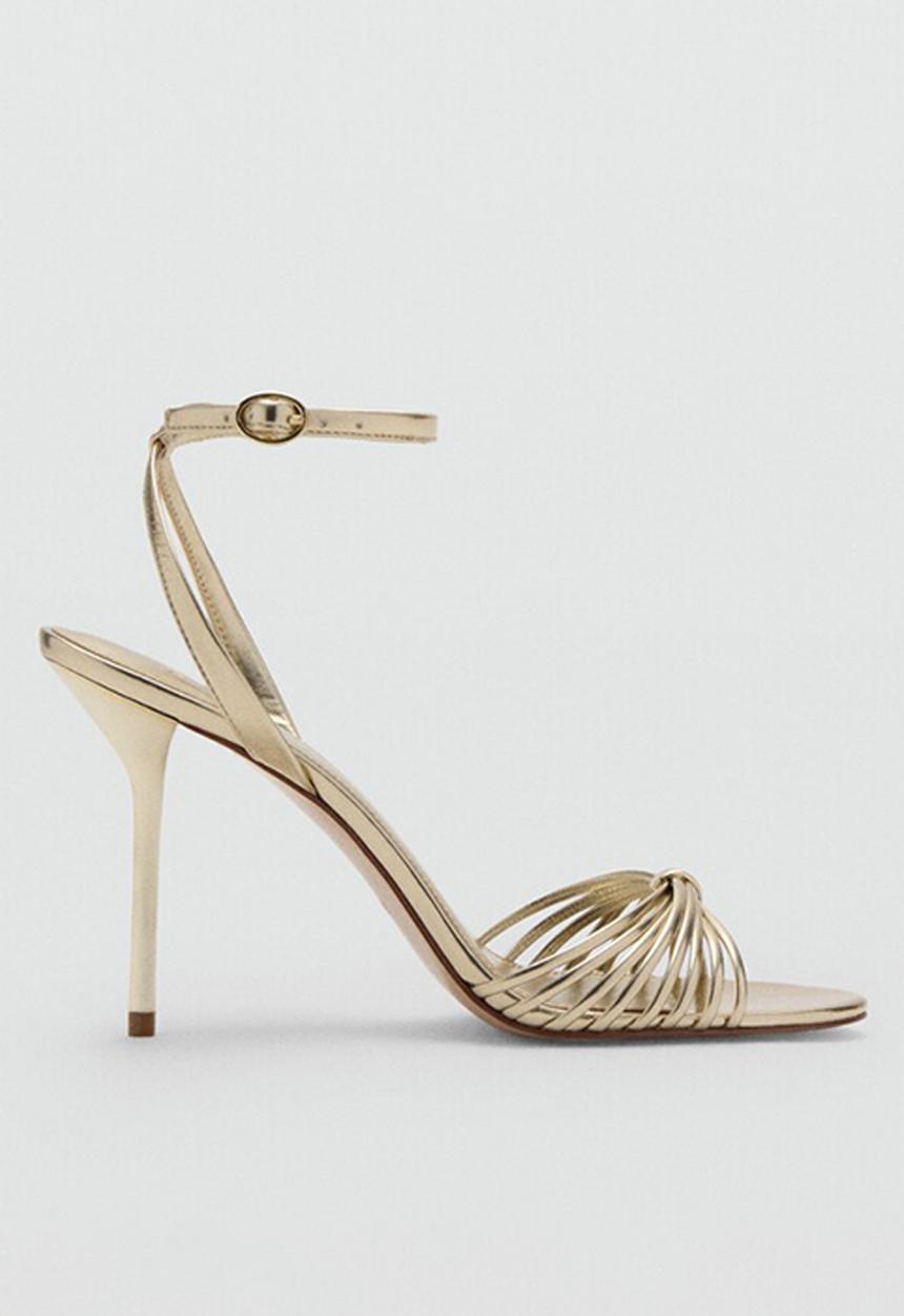 MANGO - Serena ankle strap heel - gold