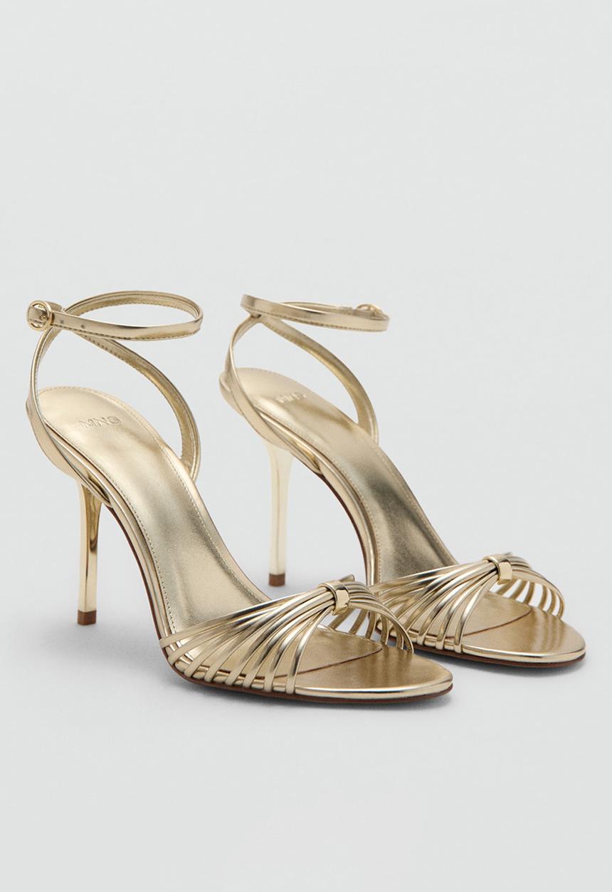 MANGO - Serena ankle strap heel - gold