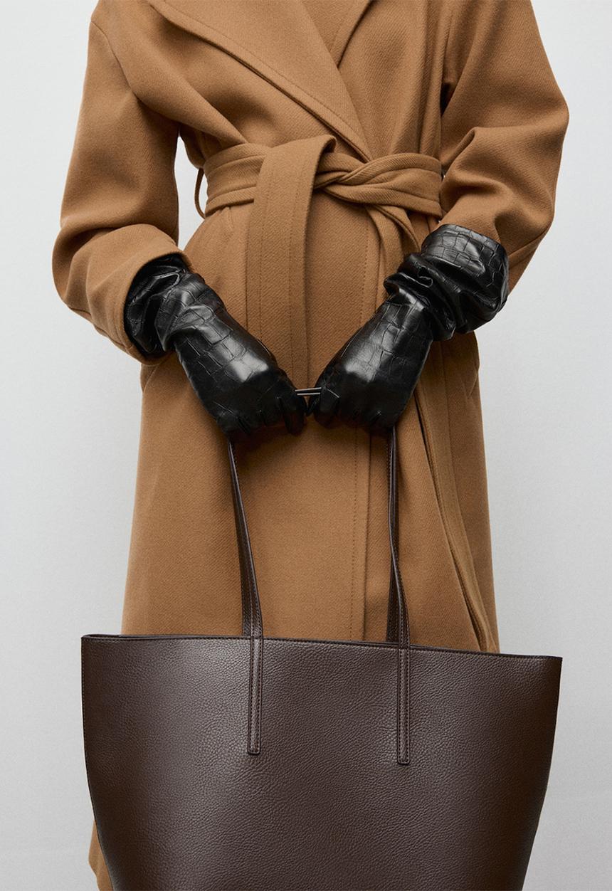 MANGO - Maribel tote bag - dark brown