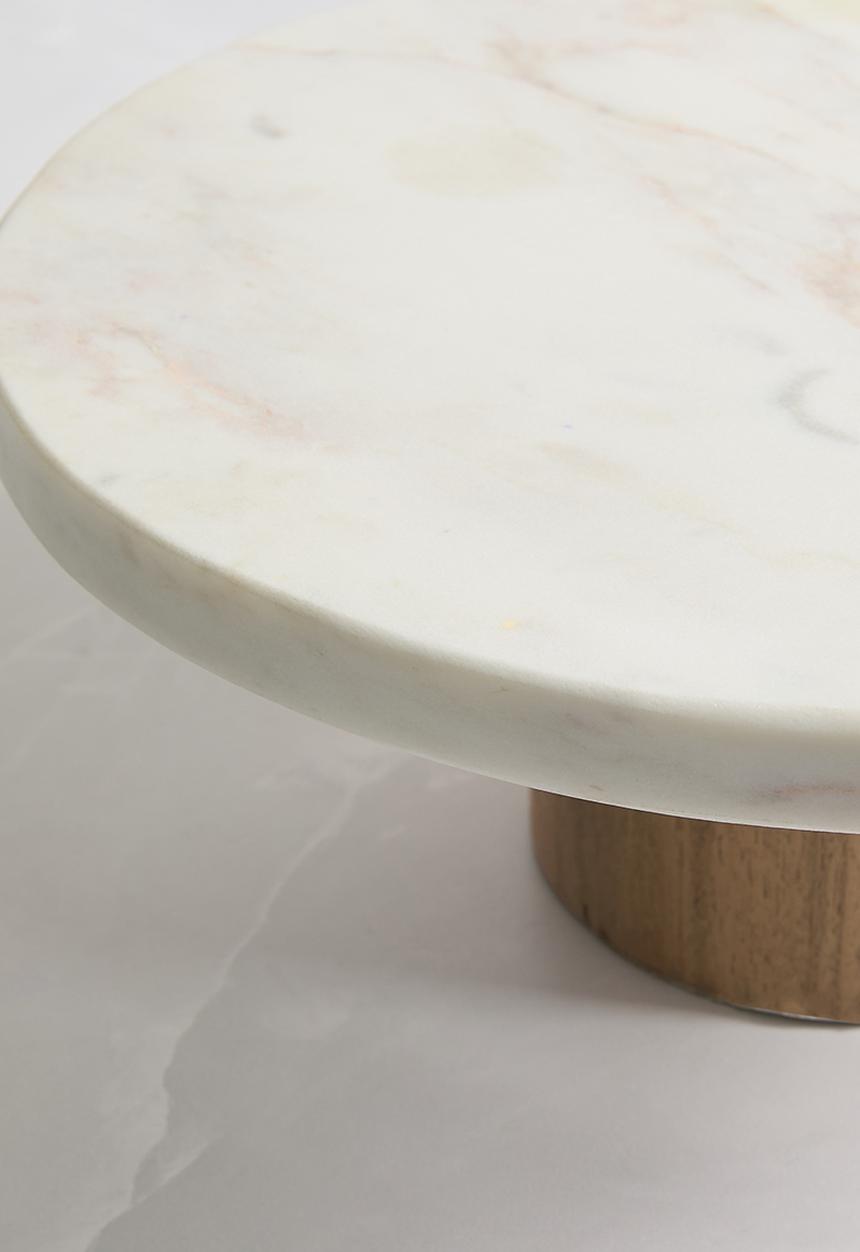 Sixth Floor - Marble & Wood Cake Stand - White